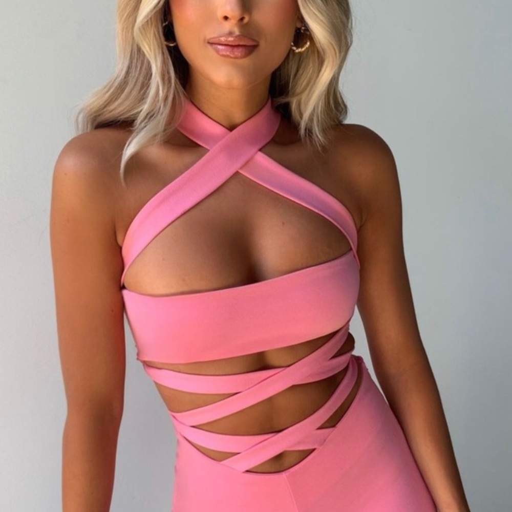 Tiger mist Evangelos crop top pink